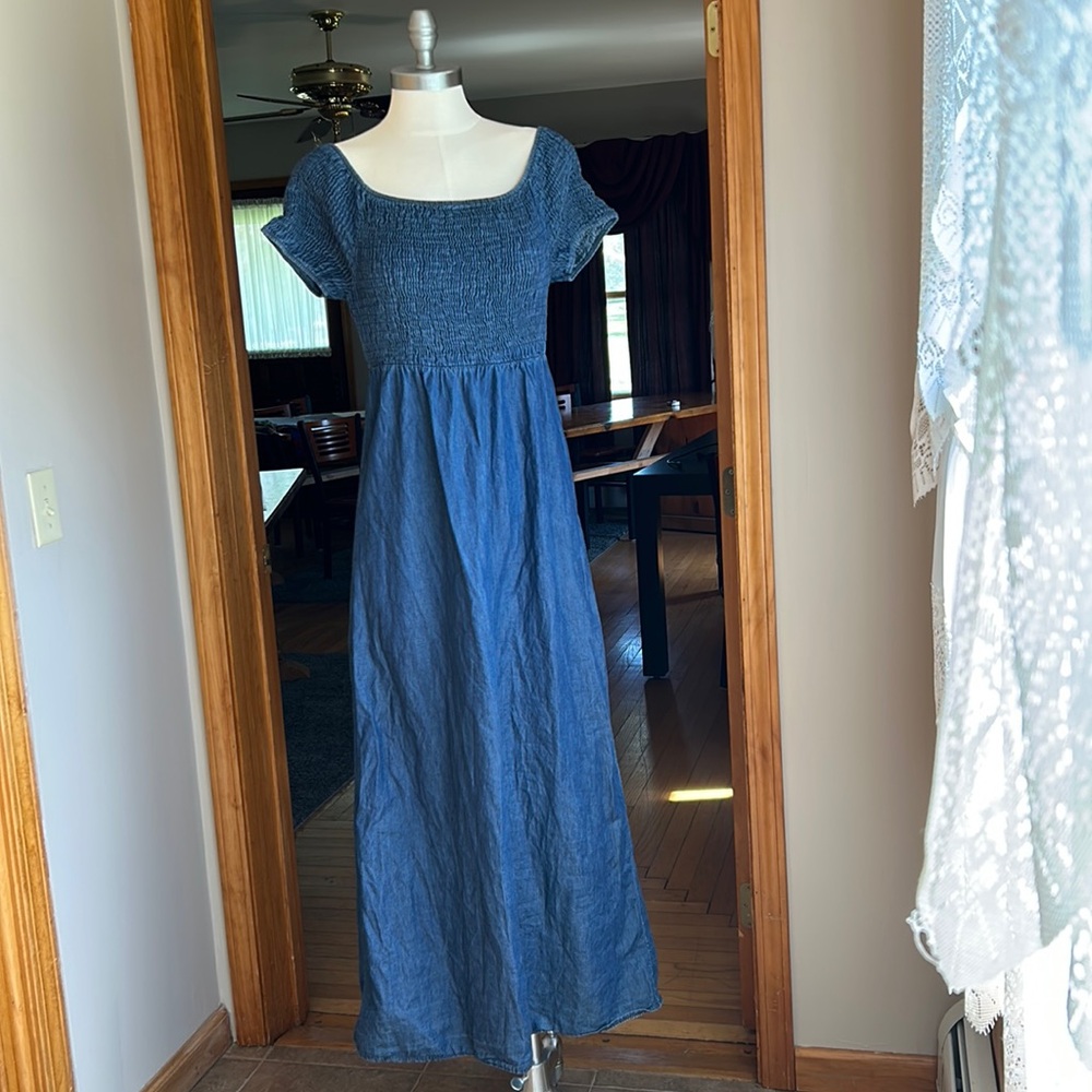 Made in Italy cotton dress with rouging blue size medium